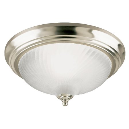 WESTINGHOUSE Fixture Ceiling Flush-Mount 60W Classic 13In, Brushed Nkl Frosted Swirl Glass 6430400